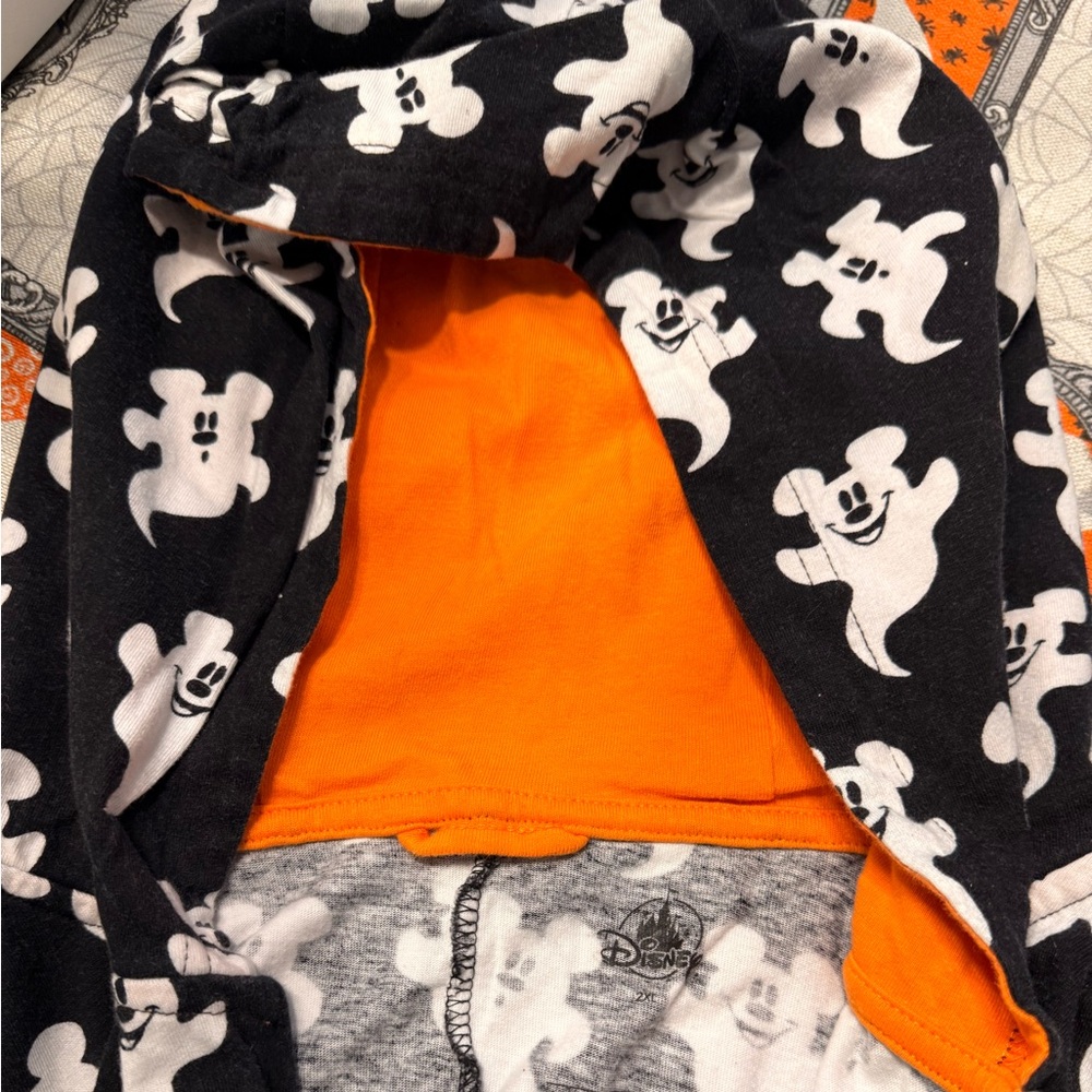 Disney Orange and Black Ghost Print adult onesie